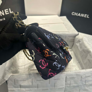 Chanel A01112 Flap Classic 11.12  Printed Fabric & Gold Metal Black & Multicolour - Default Title - View 5
