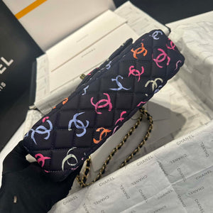 Chanel A01112 Flap Classic 11.12  Printed Fabric & Gold Metal Black & Multicolour - Default Title - View 6