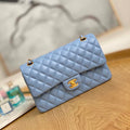 Chanel A01112 Flap Classic Bag Lambskin Light Blue Gold - Default Title - View 1
