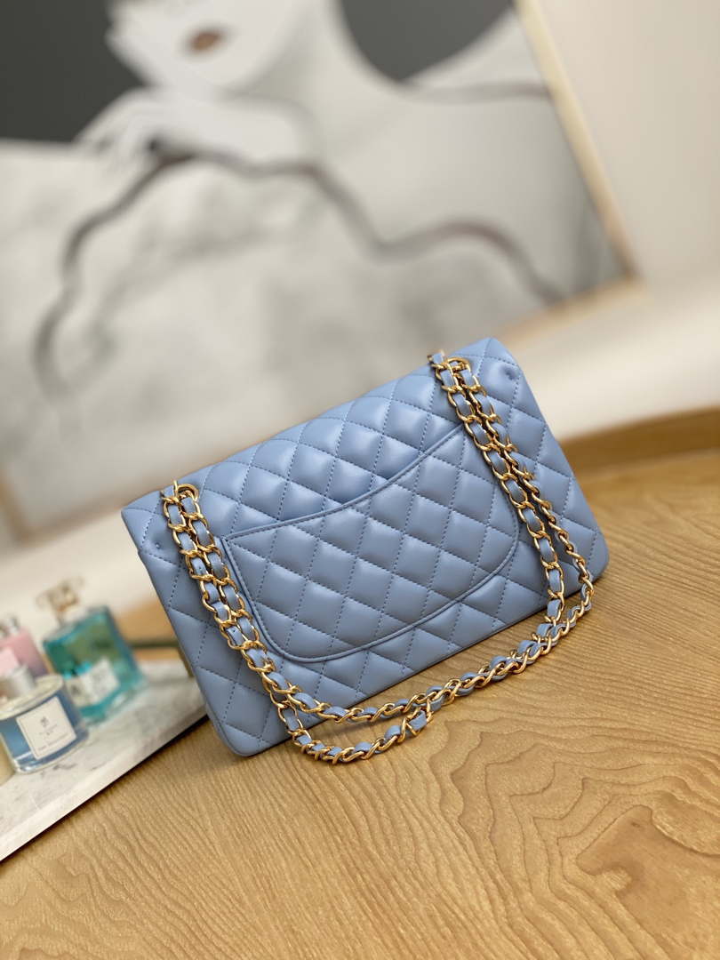 Chanel A01112 Flap Classic Bag Lambskin Light Blue Gold - Default Title - View 2