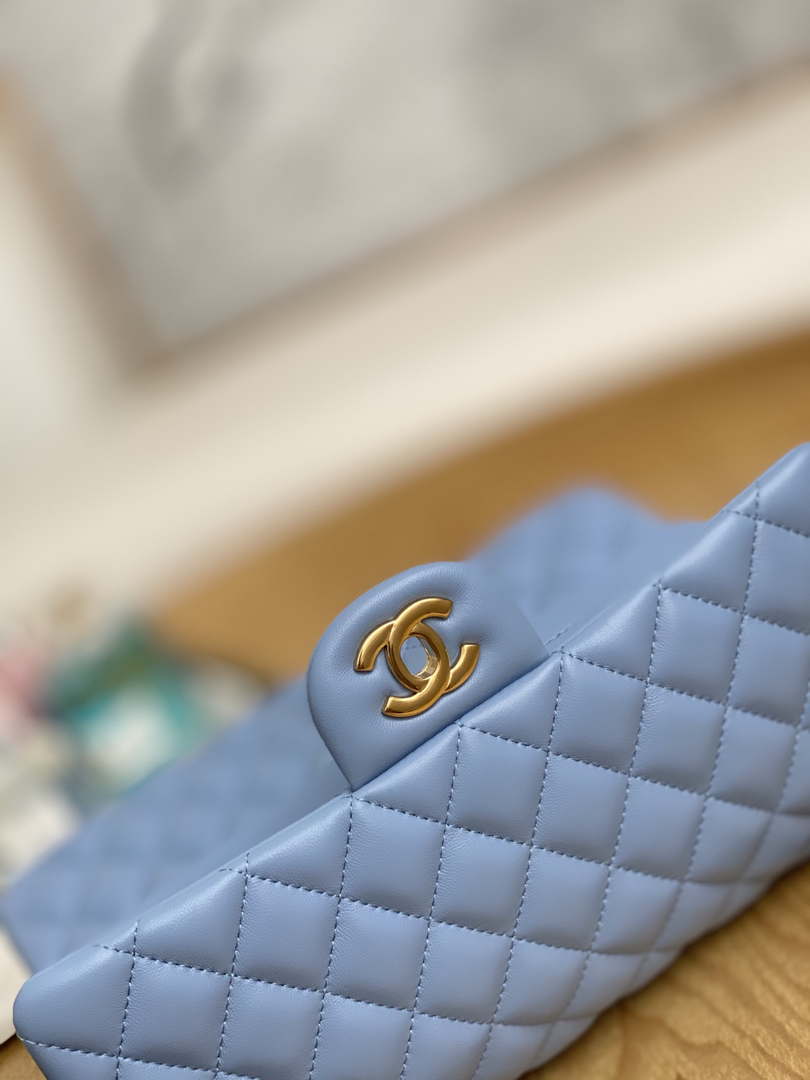Chanel A01112 Flap Classic Bag Lambskin Light Blue Gold - Default Title - View 3
