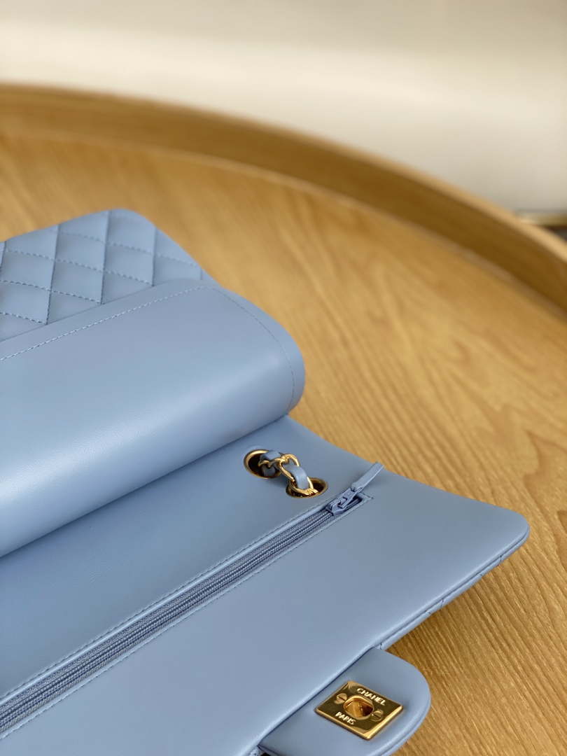 Chanel A01112 Flap Classic Bag Lambskin Light Blue Gold - Default Title - View 5