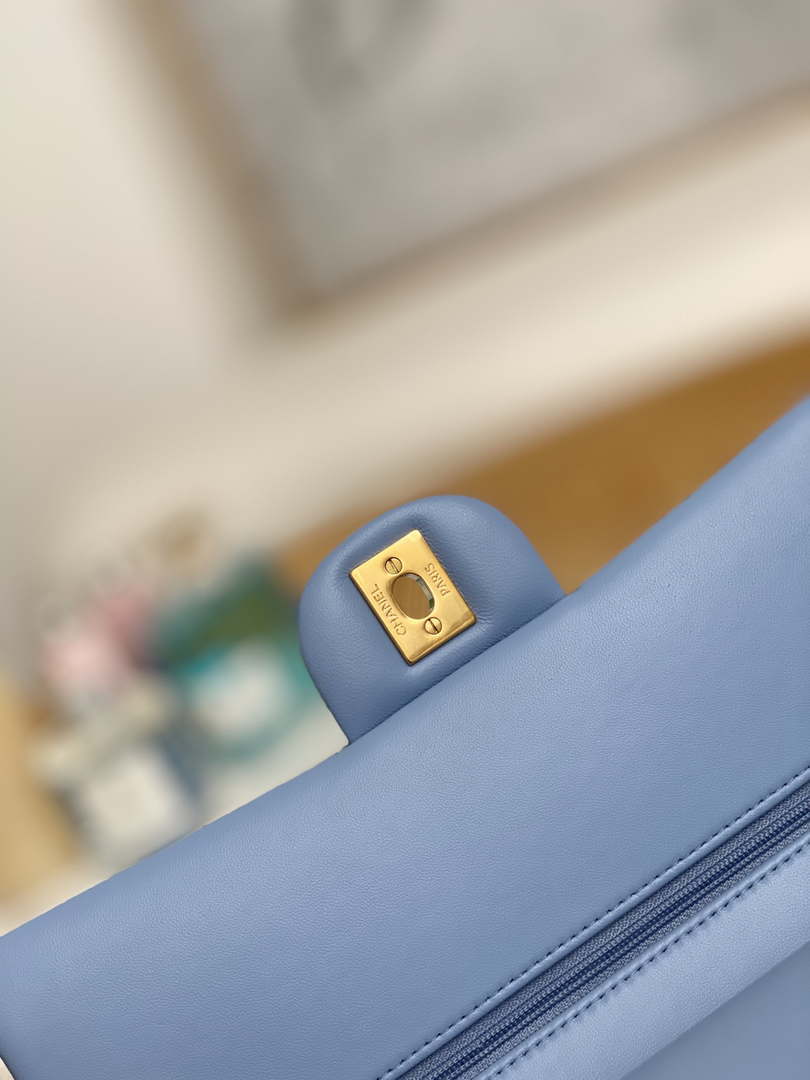 Chanel A01112 Flap Classic Bag Lambskin Light Blue Gold - Default Title - View 7
