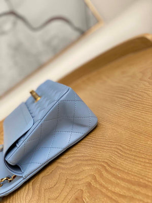 Chanel A01112 Flap Classic Bag Lambskin Light Blue Gold - Default Title - View 8
