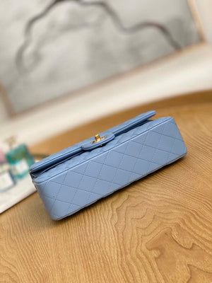 Chanel A01112 Flap Classic Bag Lambskin Light Blue Gold - Default Title - View 9