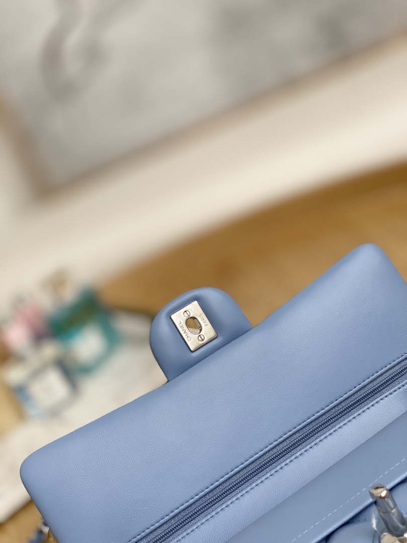 Chanel A01112 Flap Classic Bag Lambskin Light Blue Silver - Default Title - View 5