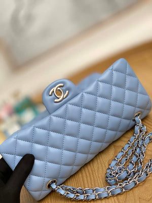 Chanel A01112 Flap Classic Bag Lambskin Light Blue Silver - Default Title - View 9