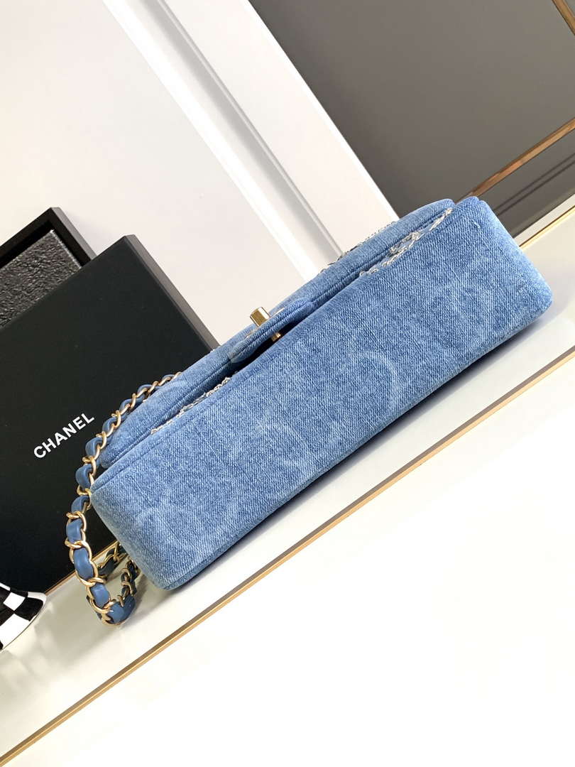 Chanel A01112 Flap Classic Handbag Blue Denim beaded sequin bag - Default Title - View 4