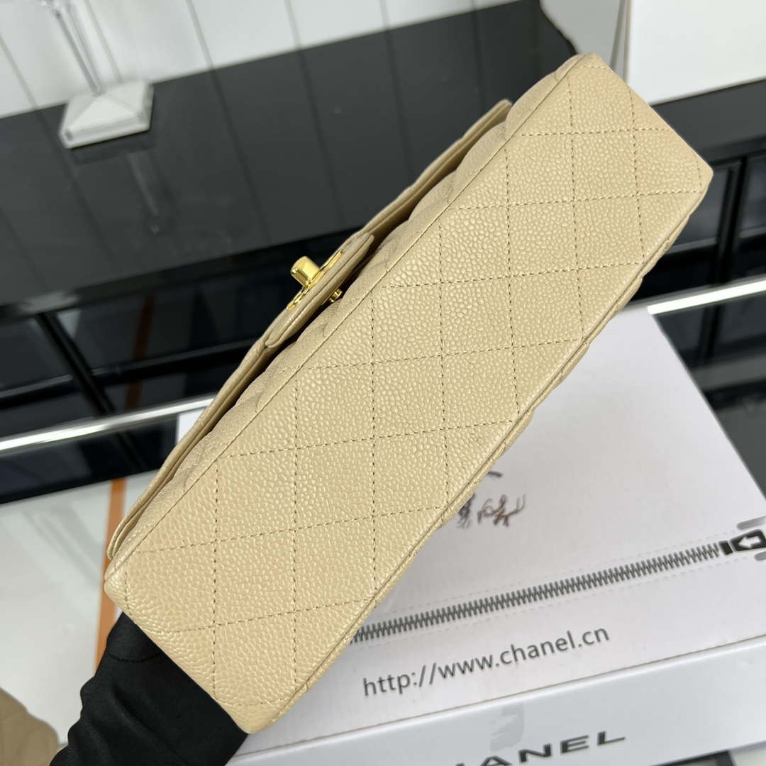 Chanel A01112 Flap Classic Handbag Grained Calfskin & Gold-Tone Metal Apricot - Default Title - View 5
