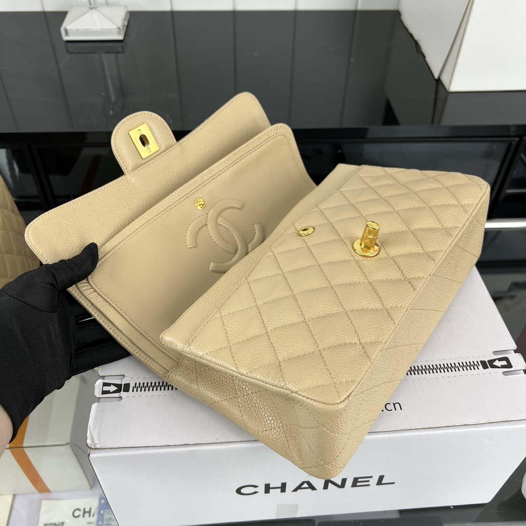 Chanel A01112 Flap Classic Handbag Grained Calfskin & Gold-Tone Metal Apricot - Default Title - View 7