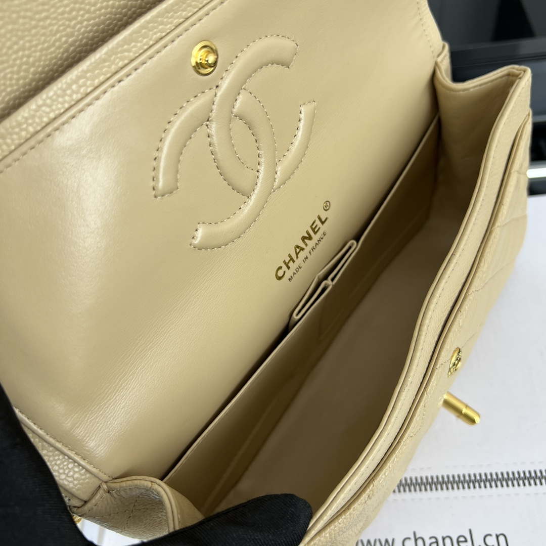 Chanel A01112 Flap Classic Handbag Grained Calfskin & Gold-Tone Metal Apricot - Default Title - View 8