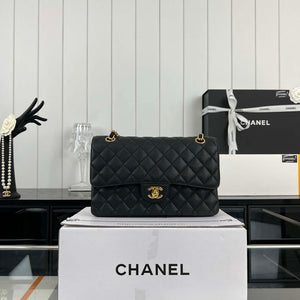 Chanel A01112 Flap Classic Handbag Grained Calfskin & Gold-Tone Metal Black - Default Title - View 2