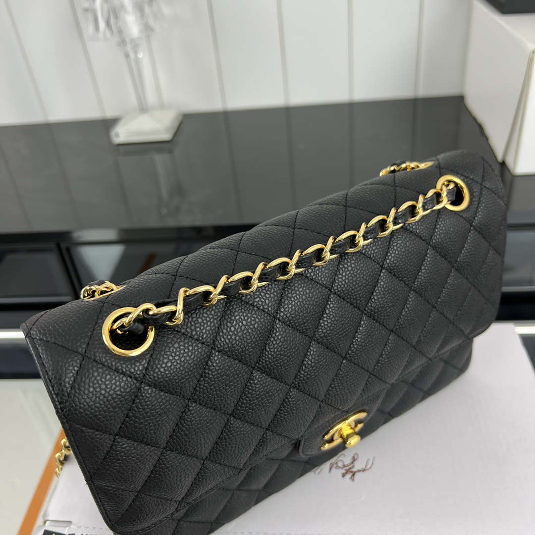 Chanel A01112 Flap Classic Handbag Grained Calfskin & Gold-Tone Metal Black - Default Title - View 4