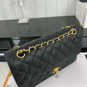 Chanel A01112 Flap Classic Handbag Grained Calfskin & Gold-Tone Metal Black - Default Title - View 4