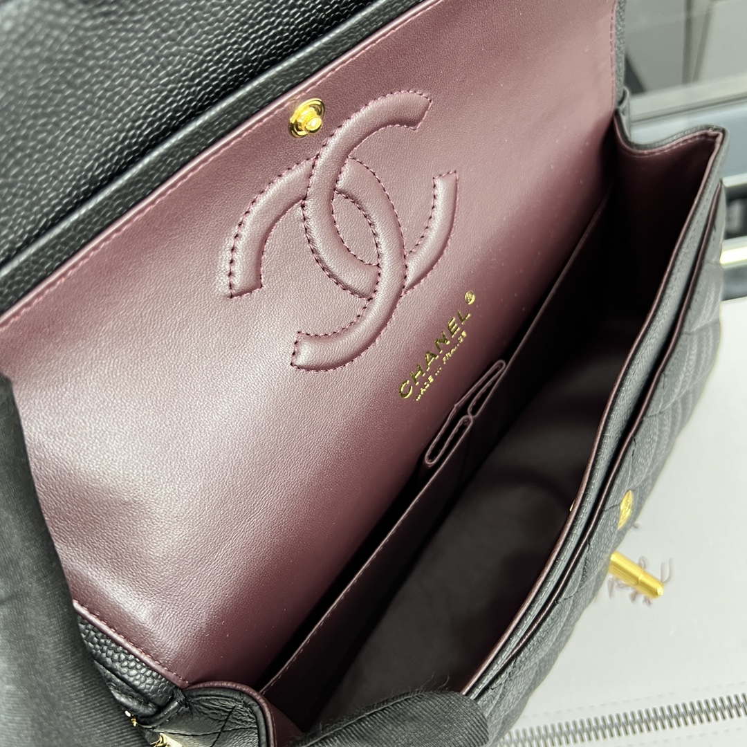 Chanel A01112 Flap Classic Handbag Grained Calfskin & Gold-Tone Metal Black - Default Title - View 8
