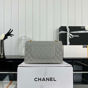 Chanel A01112 Flap Classic Handbag Grained Calfskin & Gold-Tone Metal Gray - Default Title - View 3