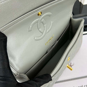 Chanel A01112 Flap Classic Handbag Grained Calfskin & Gold-Tone Metal Gray - Default Title - View 8