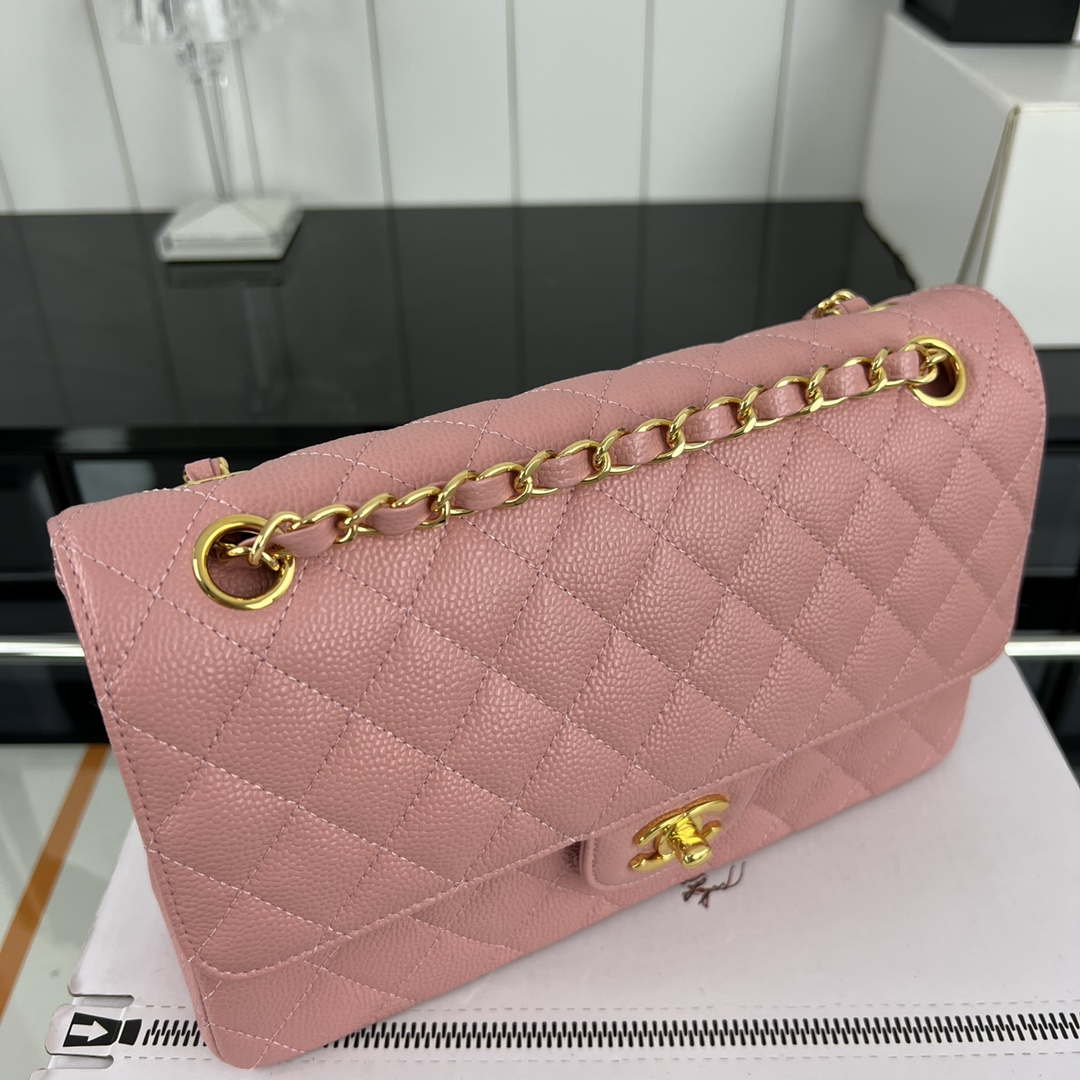 Chanel A01112 Flap Classic Handbag Grained Calfskin & Gold-Tone Metal Pink - Default Title - View 4