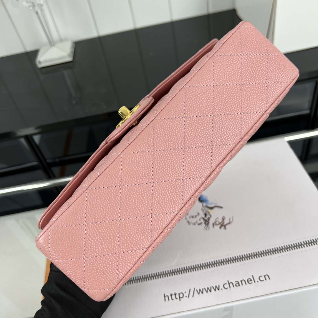 Chanel A01112 Flap Classic Handbag Grained Calfskin & Gold-Tone Metal Pink - Default Title - View 5