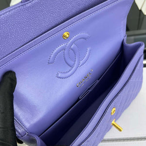 Chanel A01112 Flap Classic Handbag Grained Calfskin & Gold-Tone Metal Purple - Default Title - View 7