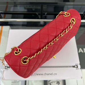 Chanel A01112 Flap Classic Handbag Grained Calfskin & Gold-Tone Metal Red - Default Title - View 4