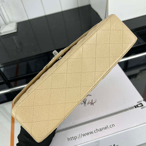 Chanel A01112 Flap Classic Handbag Grained Calfskin & Silver-Tone Metal Apricot - Default Title - View 5