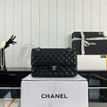 Chanel A01112 Flap Classic Handbag Grained Calfskin & Silver-Tone Metal Black - Default Title - View 1