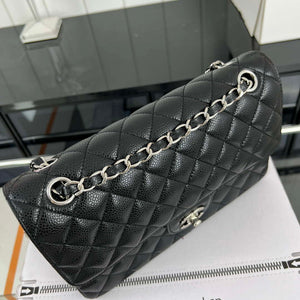 Chanel A01112 Flap Classic Handbag Grained Calfskin & Silver-Tone Metal Black - Default Title - View 3