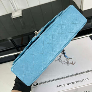 Chanel A01112 Flap Classic Handbag Grained Calfskin & Silver-Tone Metal Blue - Default Title - View 5