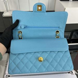 Chanel A01112 Flap Classic Handbag Grained Calfskin & Gold-Tone Metal Blue - Default Title - View 6