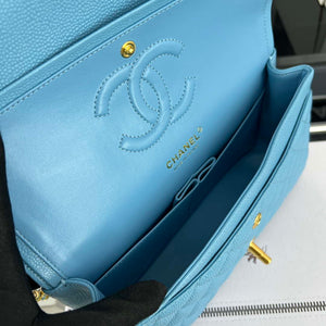 Chanel A01112 Flap Classic Handbag Grained Calfskin & Gold-Tone Metal Blue - Default Title - View 8