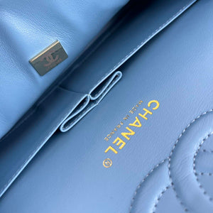Chanel A01112 Flap Classic Handbag Grained Calfskin & Gold-Tone Metal Blue - Default Title - View 9