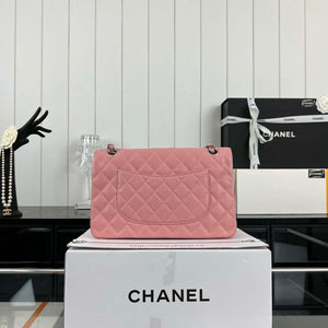 Chanel A01112 Flap Classic Handbag Grained Calfskin & Silver-Tone Metal Pink - Default Title - View 3