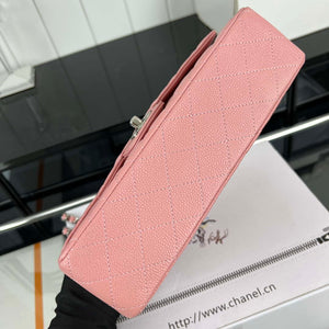 Chanel A01112 Flap Classic Handbag Grained Calfskin & Silver-Tone Metal Pink - Default Title - View 5