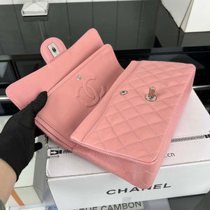 Chanel A01112 Flap Classic Handbag Grained Calfskin & Silver-Tone Metal Pink - Default Title - View 7