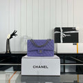 Chanel A01112 Flap Classic Handbag Grained Calfskin & Silver-Tone Metal Purple - Default Title - View 1