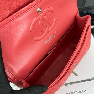 Chanel A01112 Flap Classic Handbag Grained Calfskin & Silver-Tone Metal Red - Default Title - View 8