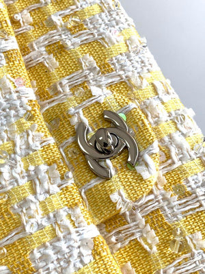Chanel A01112 Flap Classic Handbag Tweed beads& Silver-Tone Metal Yellow - Default Title - View 5
