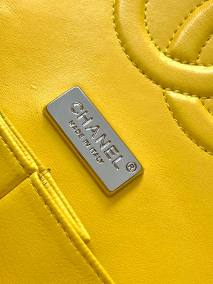 Chanel A01112 Flap Classic Handbag Tweed beads& Silver-Tone Metal Yellow - Default Title - View 9