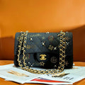 Chanel 24C A01112 Flap Classic Handbag Tweed & Gold-Tone Metal Black - Default Title - View 1