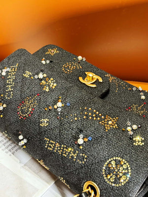 Chanel 24C A01112 Flap Classic Handbag Tweed & Gold-Tone Metal Black - Default Title - View 6