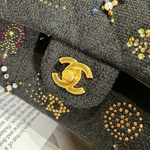 Chanel 24C A01112 Flap Classic Handbag Tweed & Gold-Tone Metal Black - Default Title - View 7