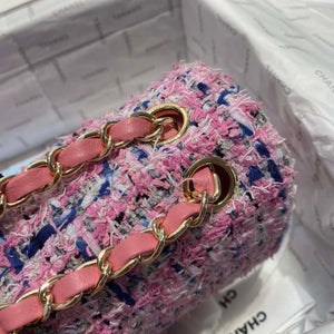 Chanel A01112 Flap Classic Handbag Tweed & Gold-Tone Metal Pink - Default Title - View 2