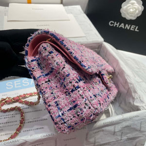 Chanel A01112 Flap Classic Handbag Tweed & Gold-Tone Metal Pink - Default Title - View 6