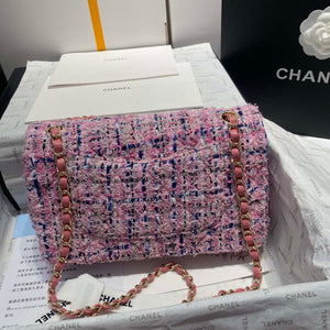 Chanel A01112 Flap Classic Handbag Tweed & Gold-Tone Metal Pink - Default Title - View 8