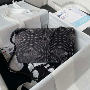 Chanel A01112 Flap Classic Handbag Velvet Crystal pearl Black - Default Title - View 2