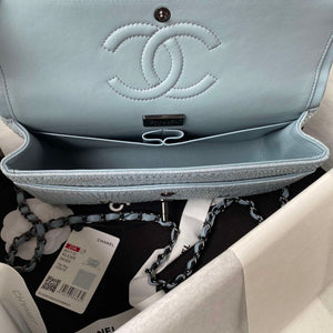 Chanel A01112 Flap Classic Handbag Velvet Crystal pearl Blue - Default Title - View 6