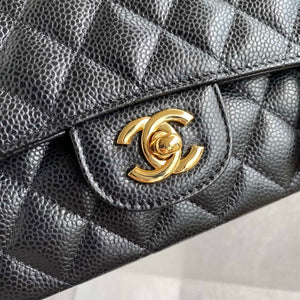 Chanel A01112 Flap Handbag Classic bag Grained shiny Calfskin Black Gold - Default Title - View 3