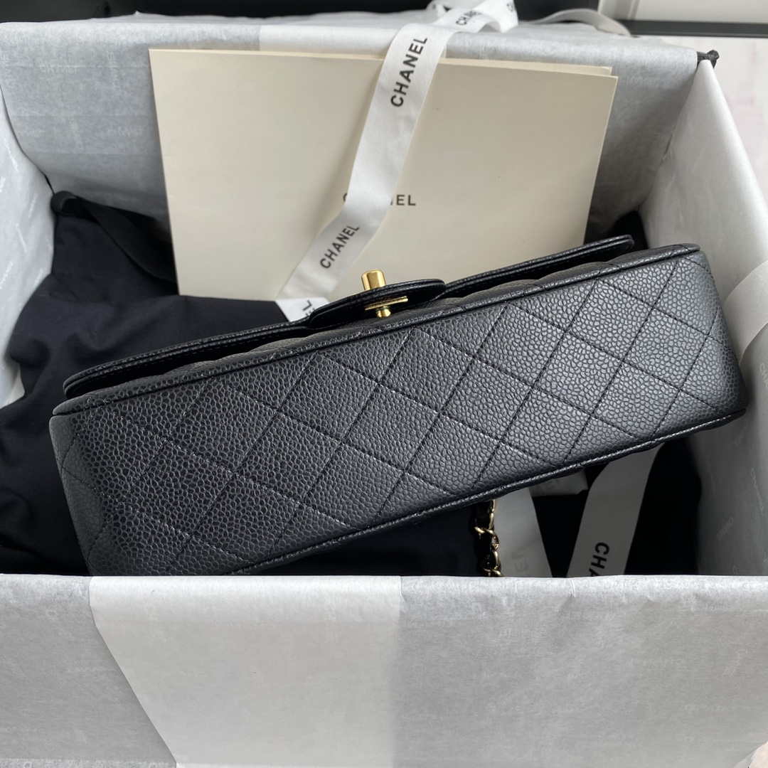 Chanel A01112 Flap Handbag Classic bag Grained shiny Calfskin Black Gold - Default Title - View 5