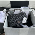Chanel A01112 Flap Handbag Classic bag Grained shiny Calfskin Black Silver - Default Title - View 1